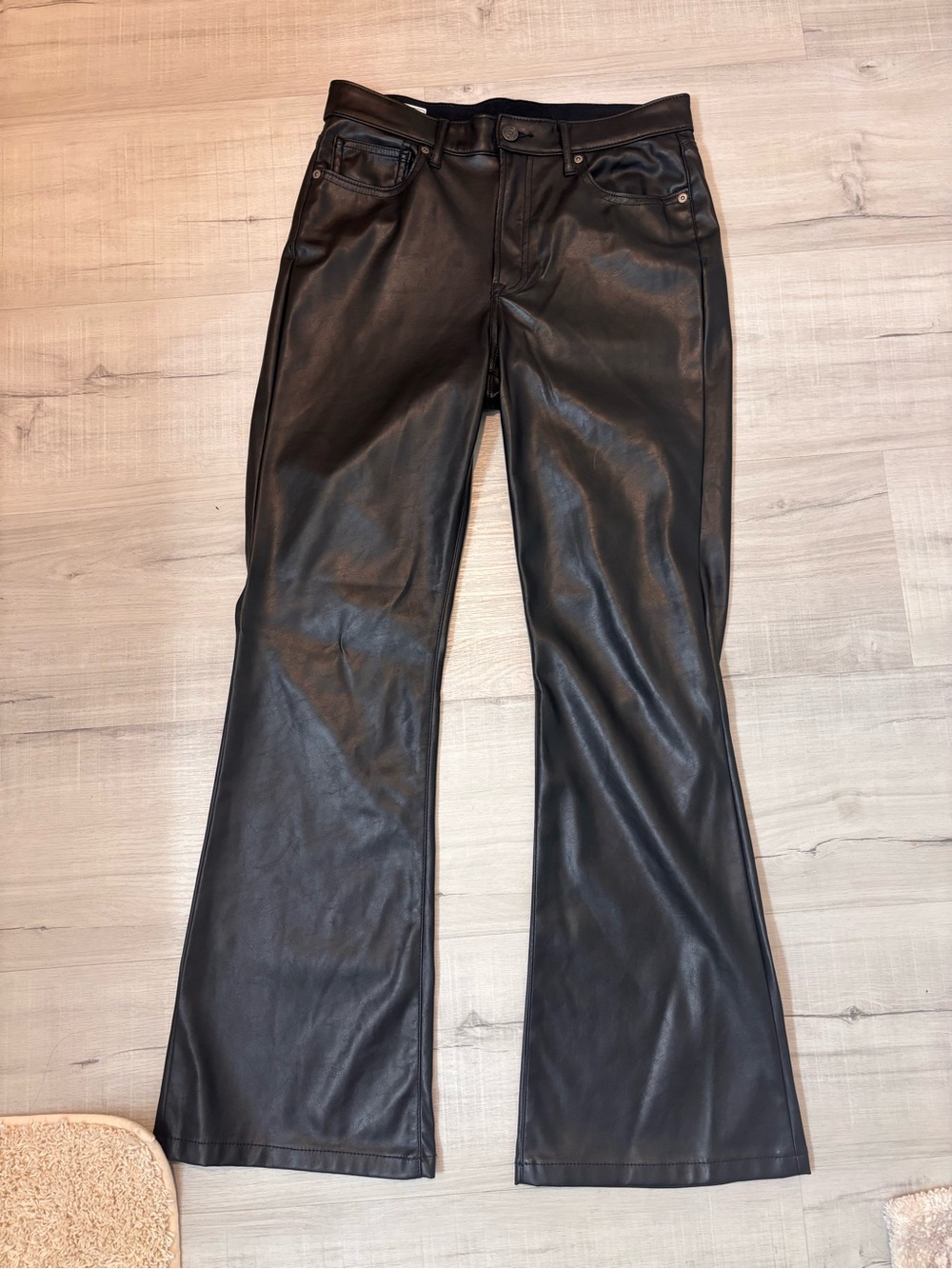 GAP Black Faux Leather Bootcut Pants